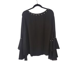 SHEIN Black Boxy Blouse with Bell Sleeves